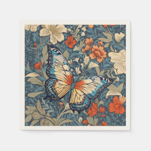 Regal Butterfly Amidst William Morris Floral Napkin