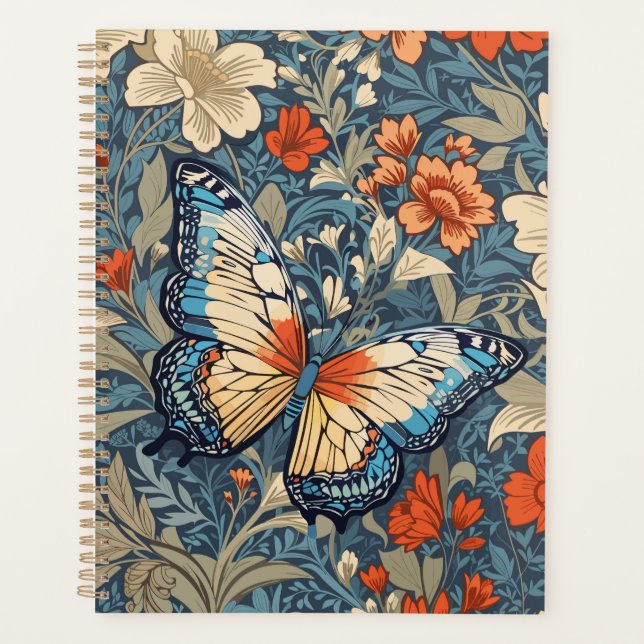 Regal Butterfly Amidst William Morris Floral Planner (Front)
