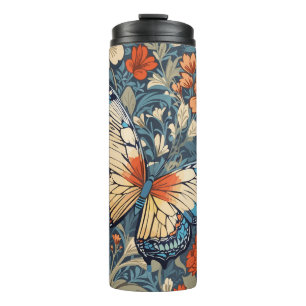 Regal Butterfly Amidst William Morris Floral Thermal Tumbler