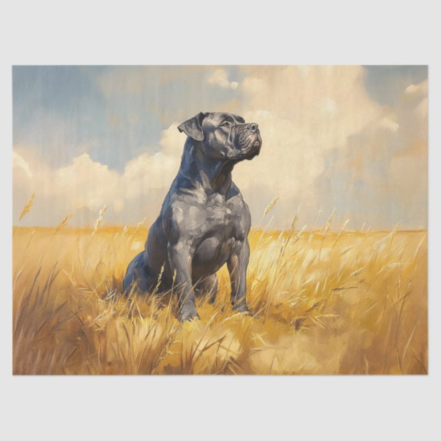 Regal Cane Corso In A Field Painting Decoupage Tissue Paper (Front)