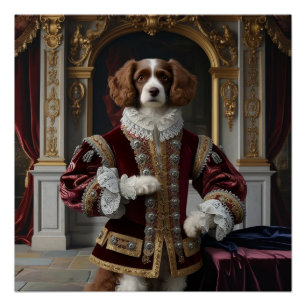 Regal Canine Renaissance Dog Portrait Digital Art Poster
