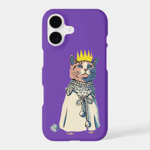 Regal Cat in Crown and Robe Vintage Pop Art Graphi