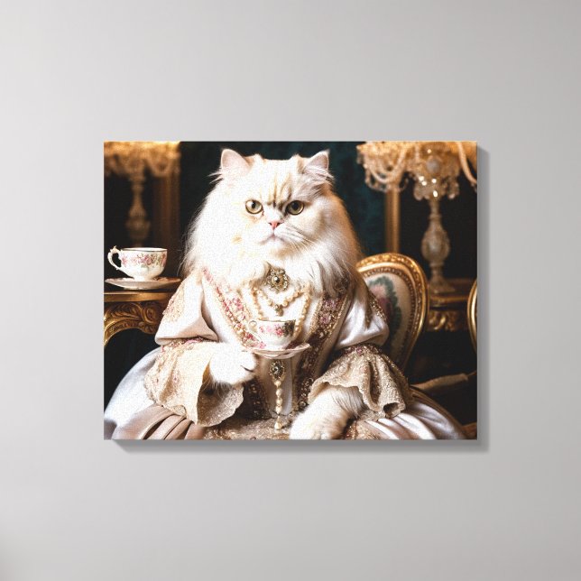 Regal Cat in Gown Canvas Print (Front)
