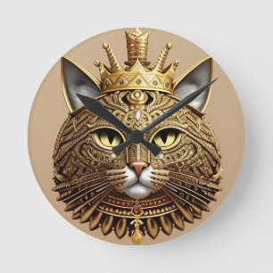 Regal Cat Profile Round Clock