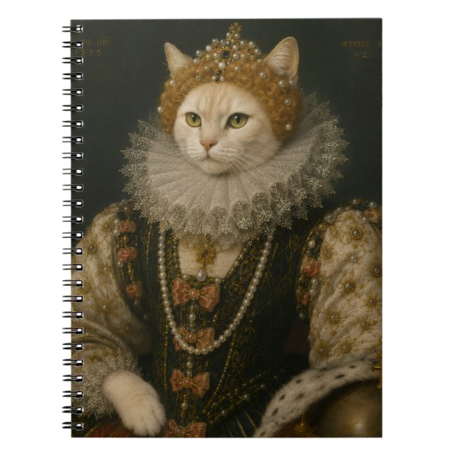 Regal Cat Queen Elizabeth I Renaissance Portrait Notebook (Front)