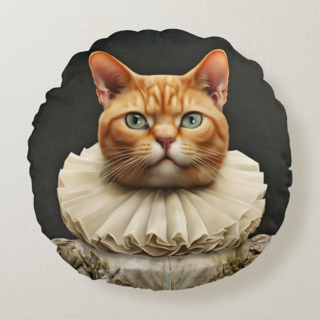 Regal Cat Round Cushion (Front)