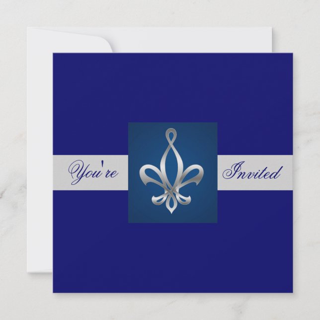 Regal Celtic Fleur Blue All Occasion Invitation (Front)