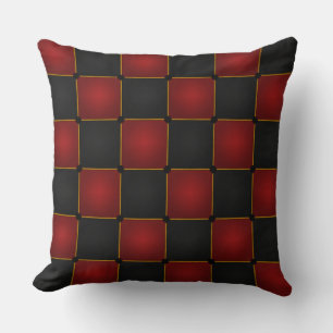 Regal Chequered Throw Pillow with Gold Trim