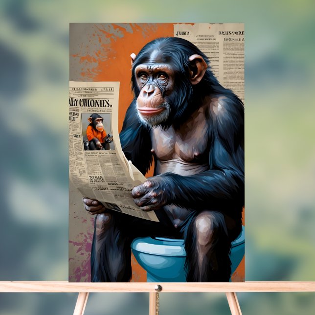 Regal Chimp on the Throne – Unique Blend  Acrylic Sign (Neutral)