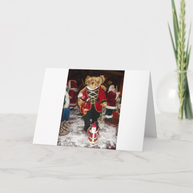 Regal Christmas Teddy Bear Holiday Art Print Card (Front)
