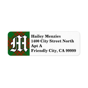 Regal Clan Menzies Green and Red Tartan Monogram