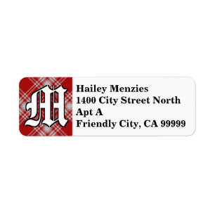 Regal Clan Menzies Red and White Tartan Monogram
