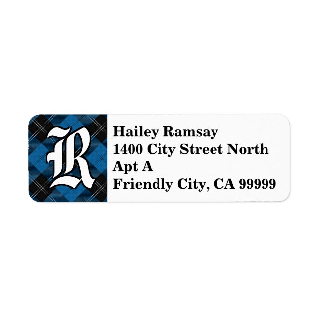 Regal Clan Ramsay Blue and Black Tartan Monogram (Front)