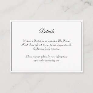 Regal Classic Formal Monogram Crest Wedding Detail Enclosure Card