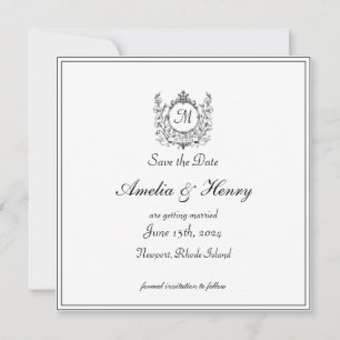 Regal Classic Formal Monogram Crest Wedding Save The Date