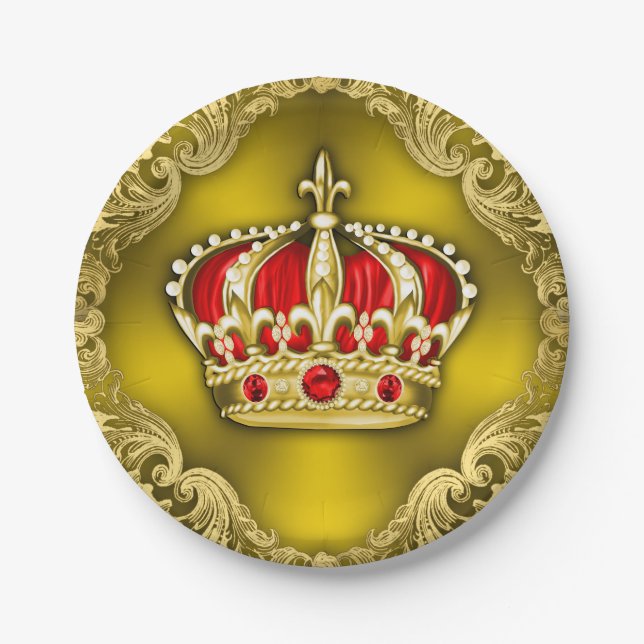 Regal Crown Royal Prince Baby Shower Paper Plate (Front)