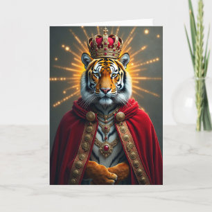 Regal Crowned Feline Birthday Card