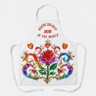 Regal Crystal Rose Crown Queen Mum Kitchen Apron