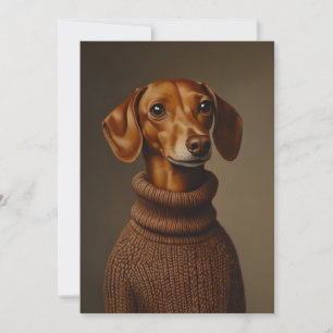 Regal Dachshund in a Turtleneck Invitation