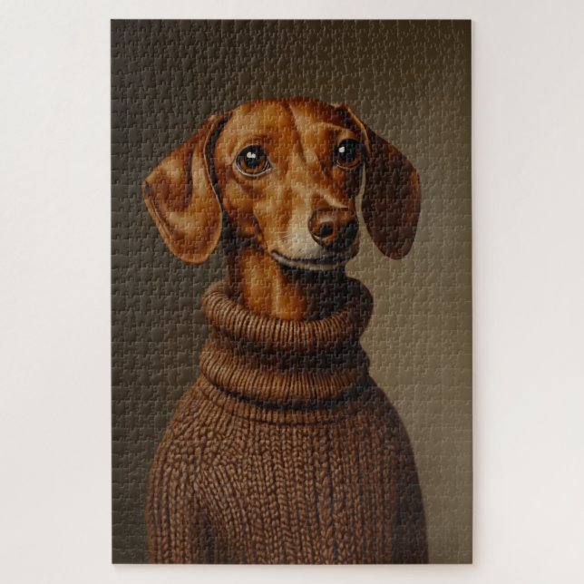 Regal Dachshund in a Turtleneck Jigsaw Puzzle (Vertical)