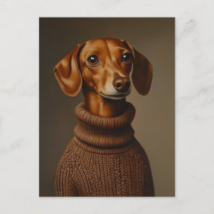 Regal Dachshund in a Turtleneck Postcard