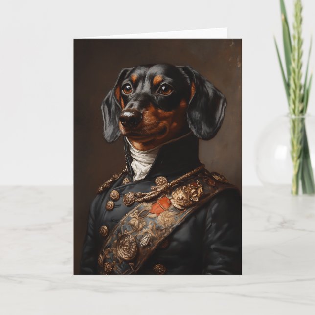 Regal Dachshund in Napoleonic Military Uniform Invitation (Front)