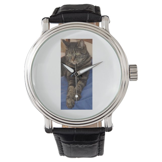 Regal Dave Men's Vintage Black Leather Strap Watch (Front)