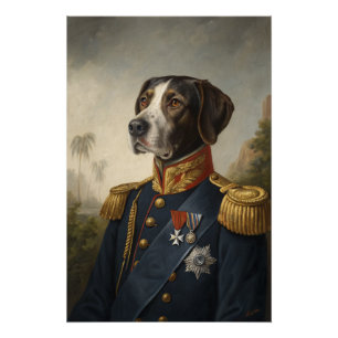Regal Dog General Portrait Custom Digital Vintage Poster