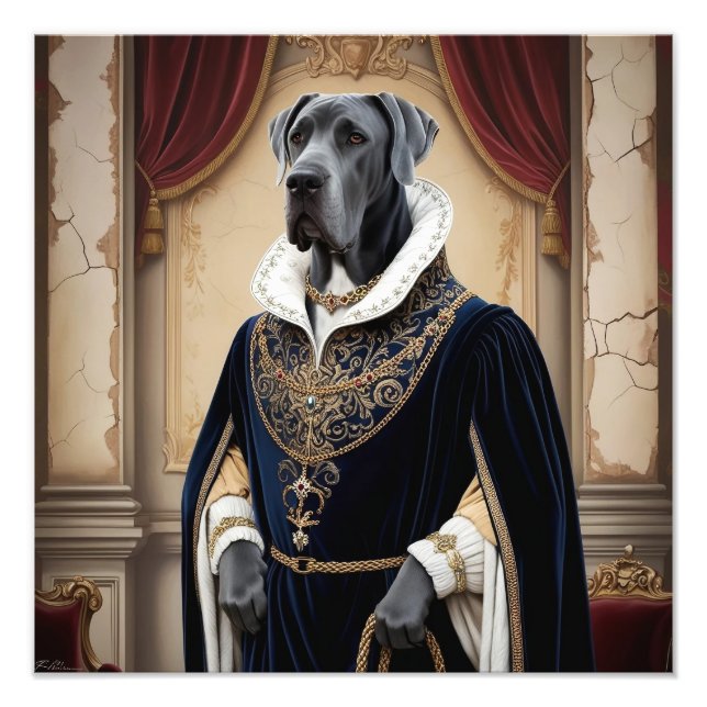 Regal Dog in Renaissance Attire - Digital Art for  Photo Print (Front)