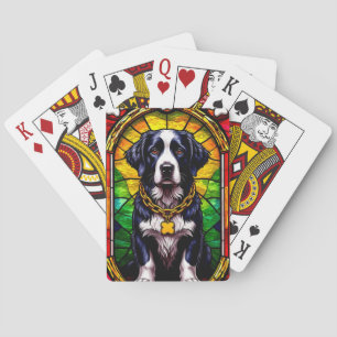 Regal Dog Portrait with Lavish Gold Frame Playing Cards