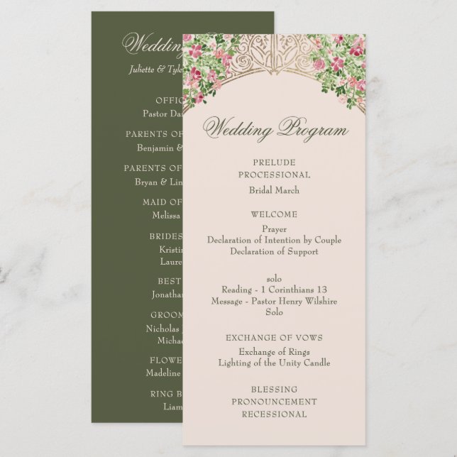 Regal Doors Elegant Faux Foil Wedding Programme (Front/Back)