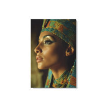 Regal Egyptian Queen Turquoise Gold Portrait
