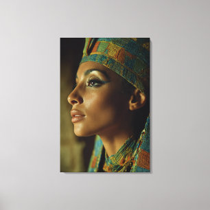 Regal Egyptian Queen Turquoise Gold Portrait Canvas Print
