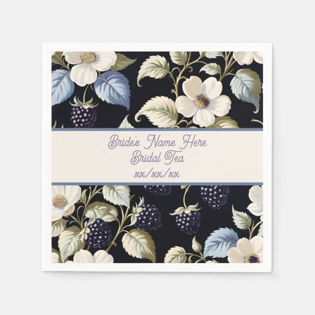 Regal Elegance Blackberry & Blooms Napkin (Front)