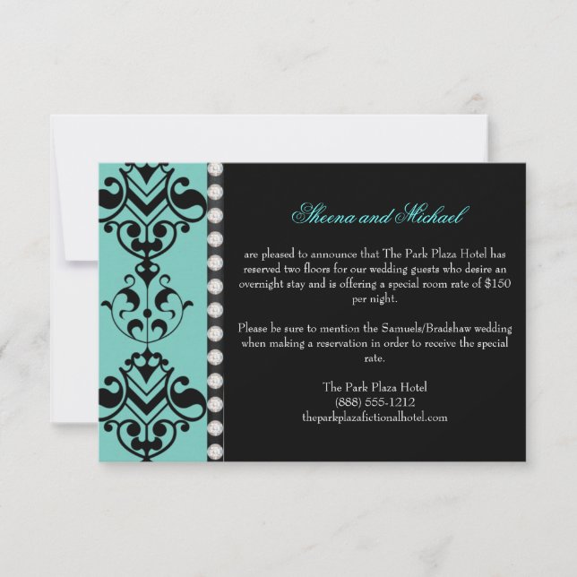 Regal Elegance Custom Wedding  Accommodations Card (Front)