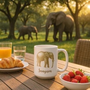 Regal Elephant Gold Stamped Coffee Mug