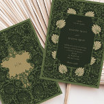 Regal Emerald Green Antique Gold Baroque Wedding Invitation<br><div class="desc">Invite your guests to a regal celebration with this sophisticated wedding invitation, adorned with a lavish Baroque design. The deep forest green background is elegantly contrasted with gold acanthus leaves and ornate scrollwork, evoking the grandeur of a bygone era. The front boasts an opulent golden frame for the couple's initials,...</div>
