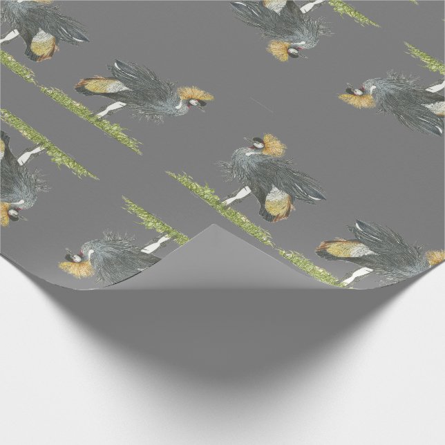 Regal Endangered Grey Crown Crane Wrapping Paper (Corner)