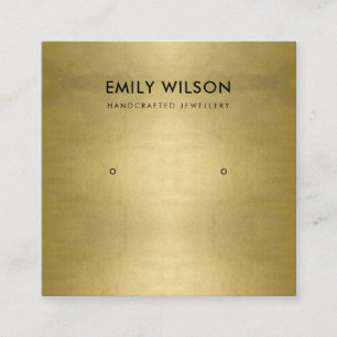 REGAL FAUX GOLD  FOIL STUD EARRING DISPLAY LOGO SQUARE BUSINESS CARD