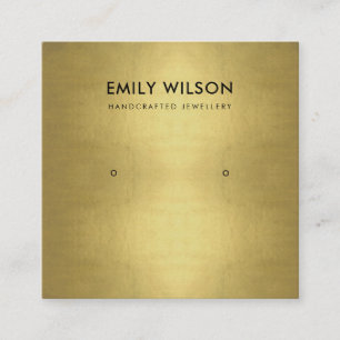 REGAL FAUX GOLD FOIL STUD EARRING DISPLAY LOGO SQUARE BUSINESS CARD