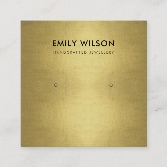 REGAL FAUX GOLD FOIL STUD EARRING DISPLAY LOGO SQUARE BUSINESS CARD (Front)