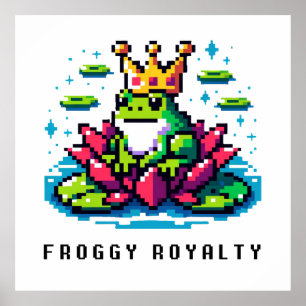 Regal Froggy - Pixel Frog with Crown Poster