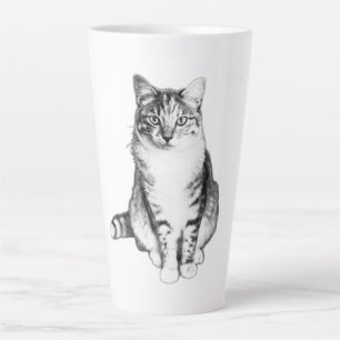 Regal Front‑Facing Tabby Cat Ink Art Mug