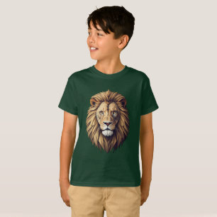 Regal Geometric Lion - Mosaic Art T-Shirt