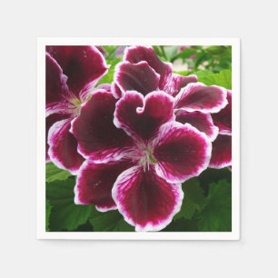 Regal Geranium Flowers Elegant Maroon Floral Napkin