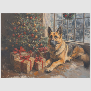 Regal German Shepherd Christmas Decoupage Tissue Paper