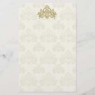 Regal Gold Damask Stationery