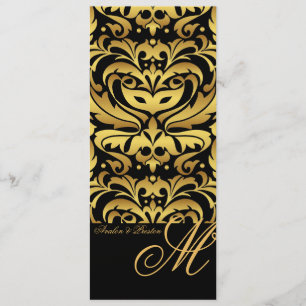 Regal Gold Monogram Damask Wedding Menu