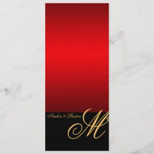 Regal Gold Monogram Red Modern Wedding Menu