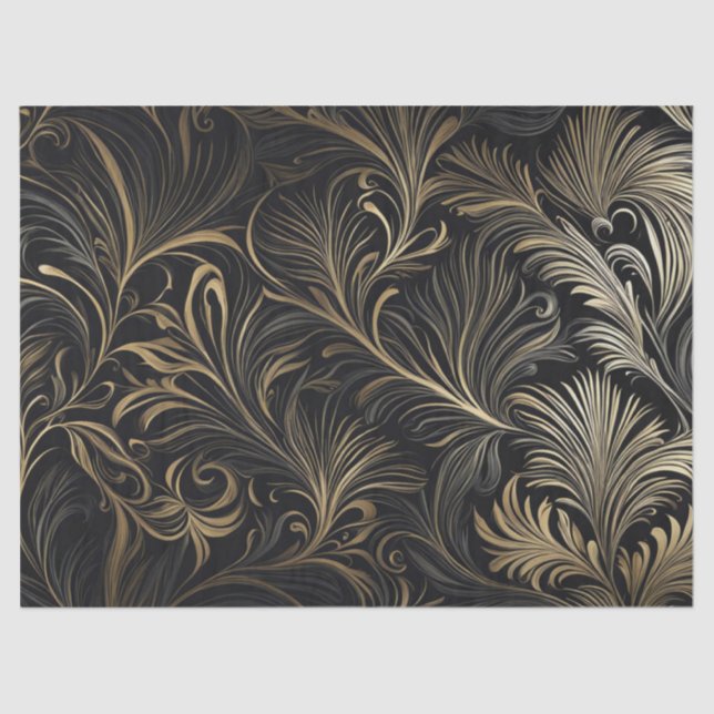 Regal Gold on Black Decoupage Paper (Front)